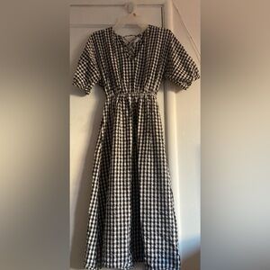 Mango Black and White Checkered Casual Dress